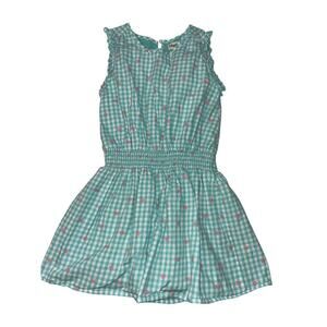 Hatley Plaid Sleeveless Dress Checkered Butterfly Size 7 Aqua Spring
